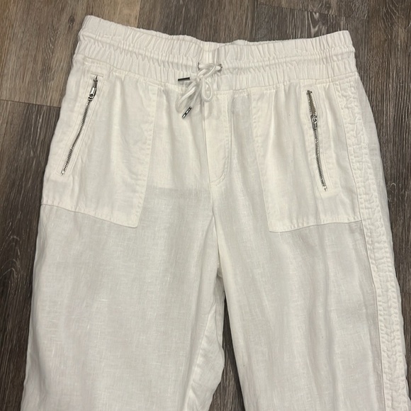Athleta women’s retreat white linen joggers pantss size 12T - Picture 4 of 12